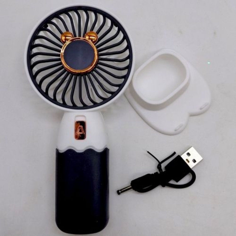 Вентилятор  акумулятор: 3.7 V, USB, легкий корпус, низький шум, підставка, (БІЛИЙ)