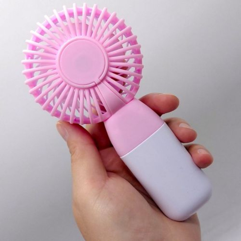 Вентилятор акумулятор: 3.7 V, USB, легкий корпус, низький шум, підставка (БЛАКИТНИЙ)