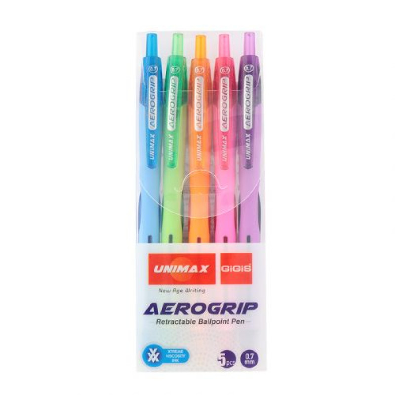Ручка кулькова автом. Aerogrip-3, набір 5 кольорів (асорті)