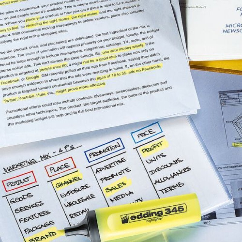 Маркер Highlighter e-345 набір 4 шт. (блістер PVC)