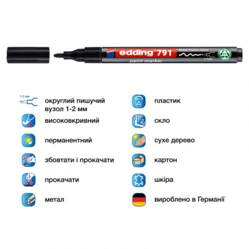 Маркер Paint e-791 1-2 мм круглий чорний