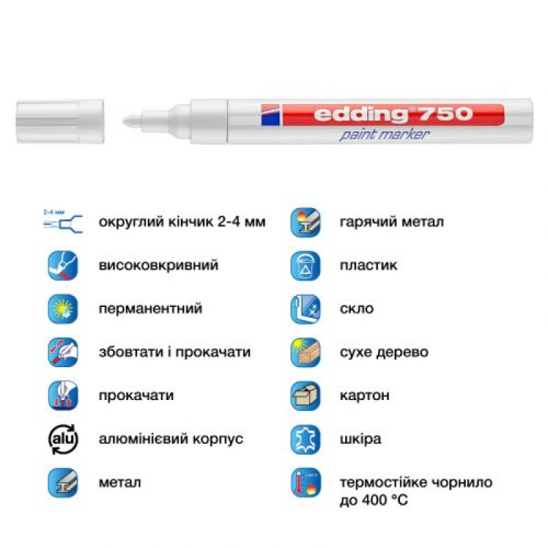Маркер Paint e-750 2-4 мм круглий білий