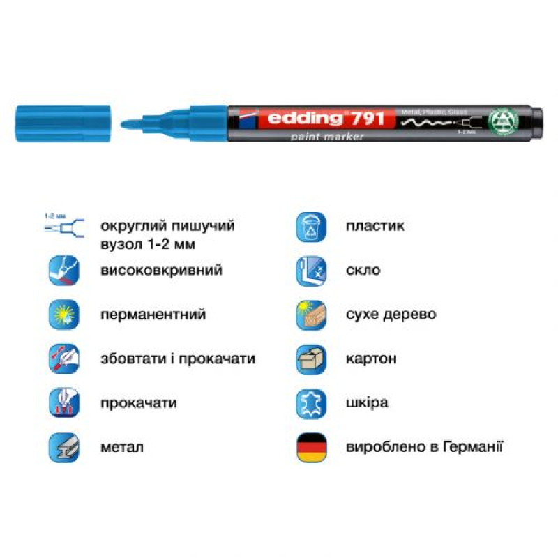 Маркер Paint e-791 1-2 мм круглий блакитний