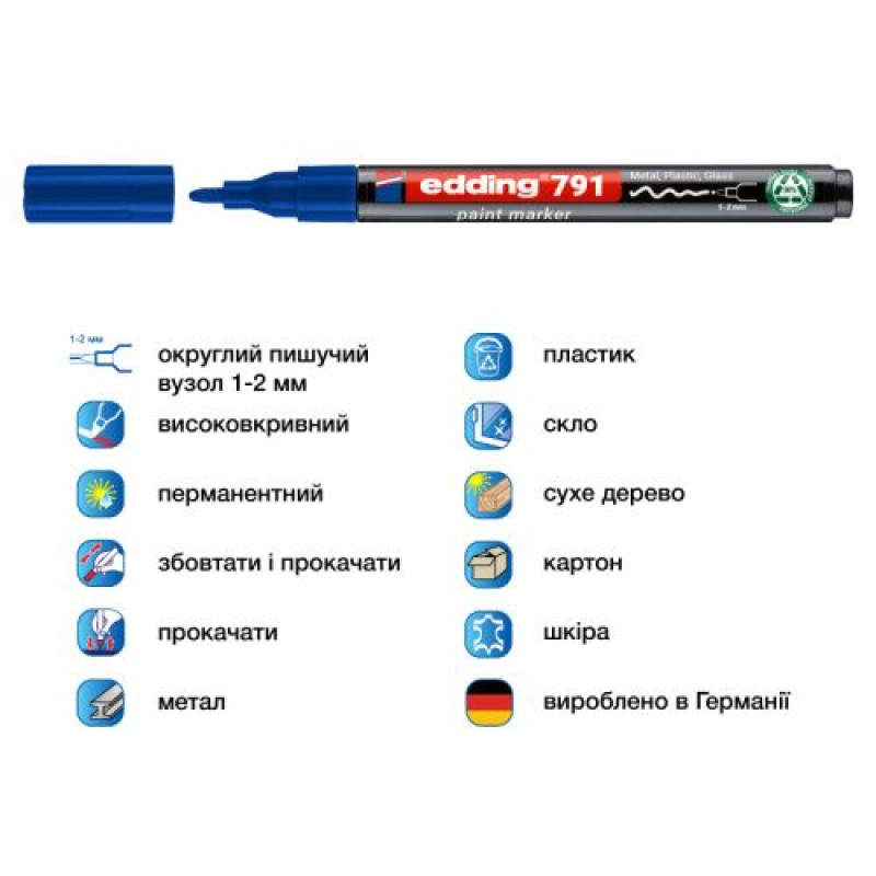 Маркер Paint e-791 1-2 мм круглий синій