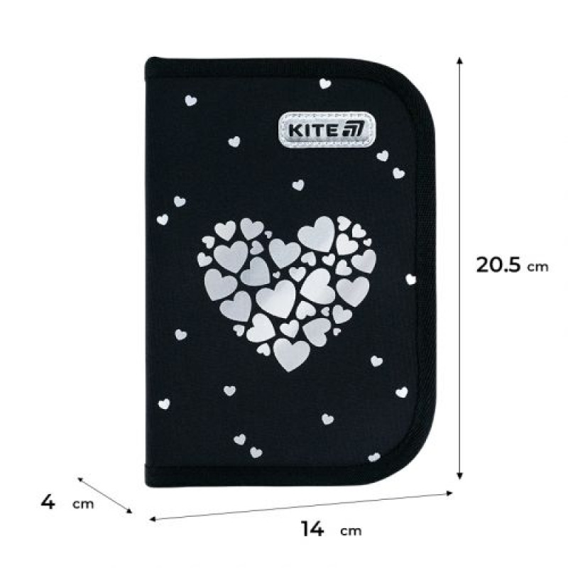 Пенал Kite 1 від., 2 відв., без наповнення 622 Black&Silver