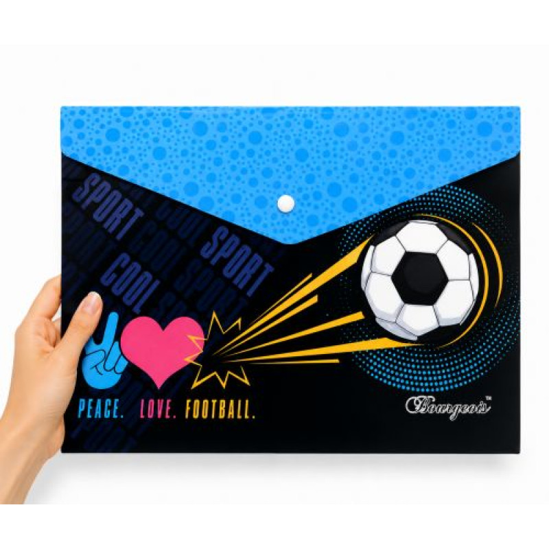 Папка з кнопкою А4+, peace.love.football
