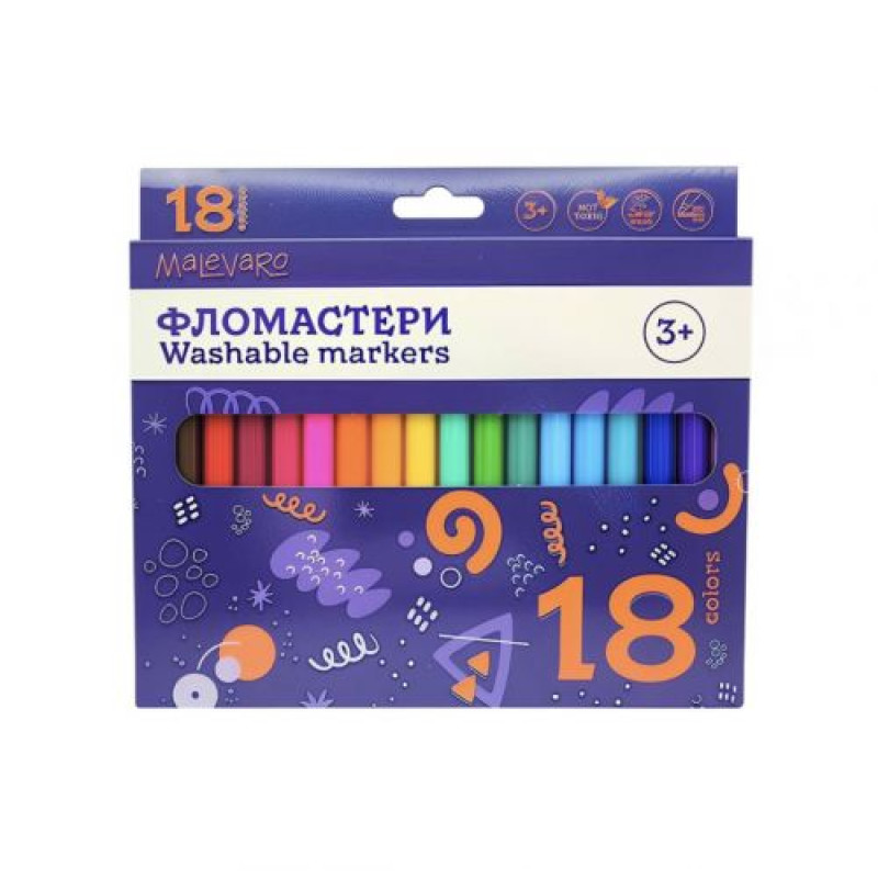Набір фломастерів 18 кольорів, в коробці