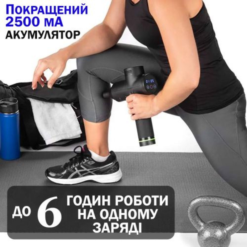Массажный пистолет EasyFit Percussio (портативный перкуссионный вибромассажер для тела с 6 насадками)