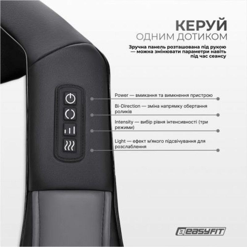 Массажер для шеи EasyFit Shiatsu (шиацу-массаж плеч и тела роликовый)