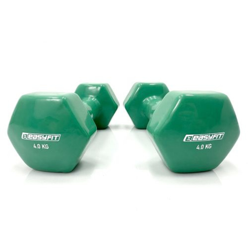 Гантель для фитнеса 4.0 кг EasyFit с виниловым покрытием зеленая