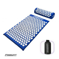 Масажний килимок EasyFit з подушкою (аплікатор Кузнєцова) + чохол Синій з білим