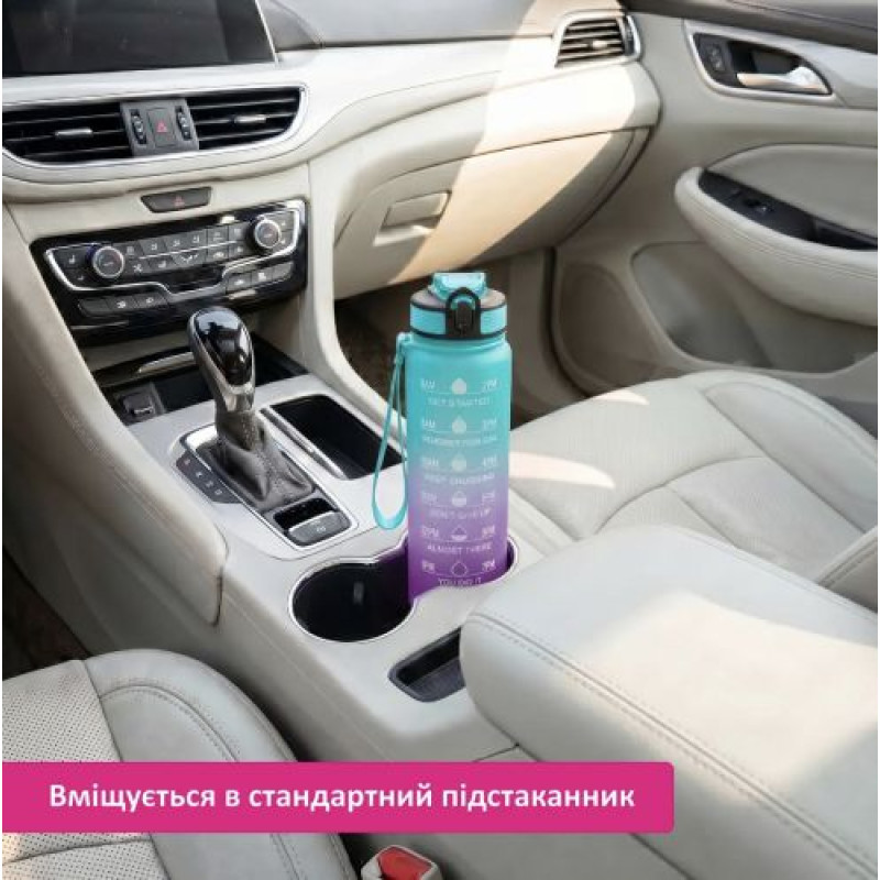 Пляшка для води 1000 мл, трубочка, в пакеті (СИНЯ)