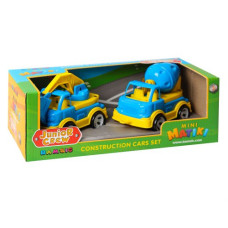 Mini Matiki коробка 2 (бетоносмеситель, экскаватор) Набор детский, BAMSIC (Желто- голубой)