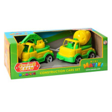 Mini Matiki коробка 2 (бетонозмішувач, екскаватор) Набір дитячий, BAMSIC (ЖОВТО-ЗЕЛЕНИЙ)
