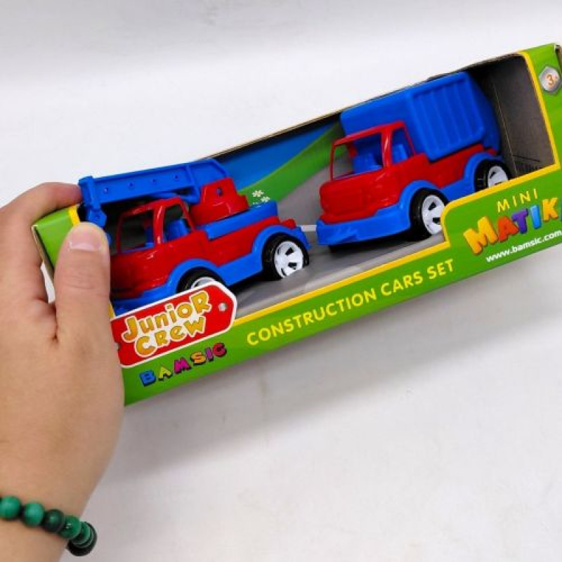 Mini Matiki коробка 2 (кран, сміттєвоз), Набір дитячий BAMSIC (ЖОВТО-БЛАКИТНИЙ)