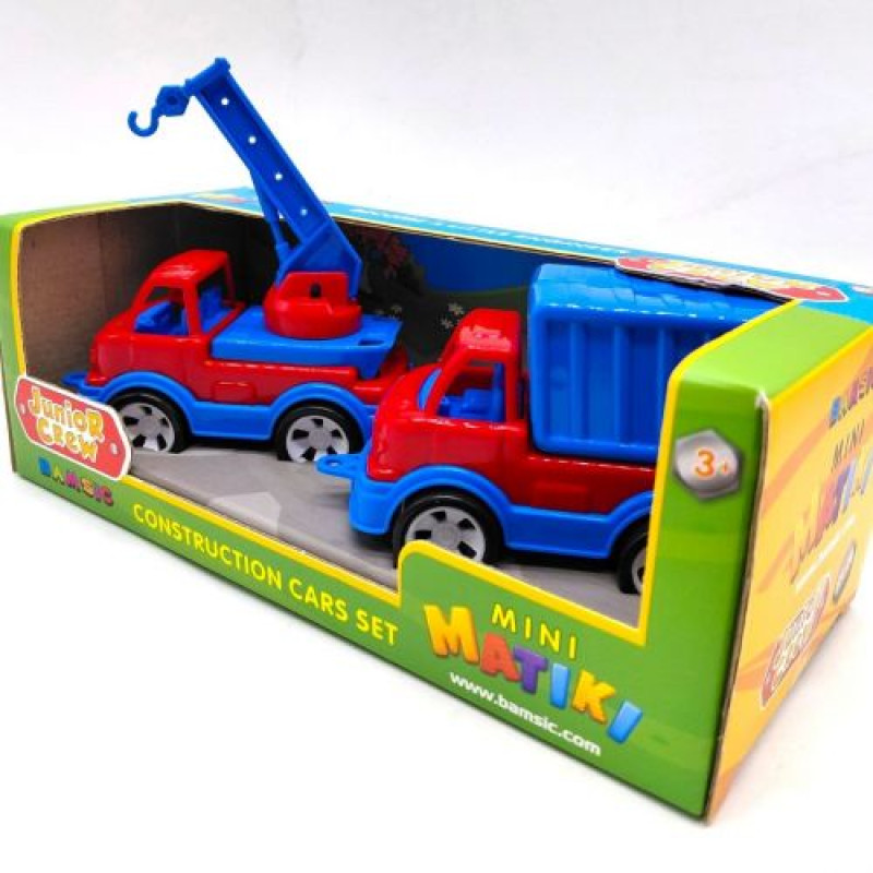 Mini Matiki коробка 2 (кран, сміттєвоз), Набір дитячий BAMSIC (ЖОВТО-БЛАКИТНИЙ)