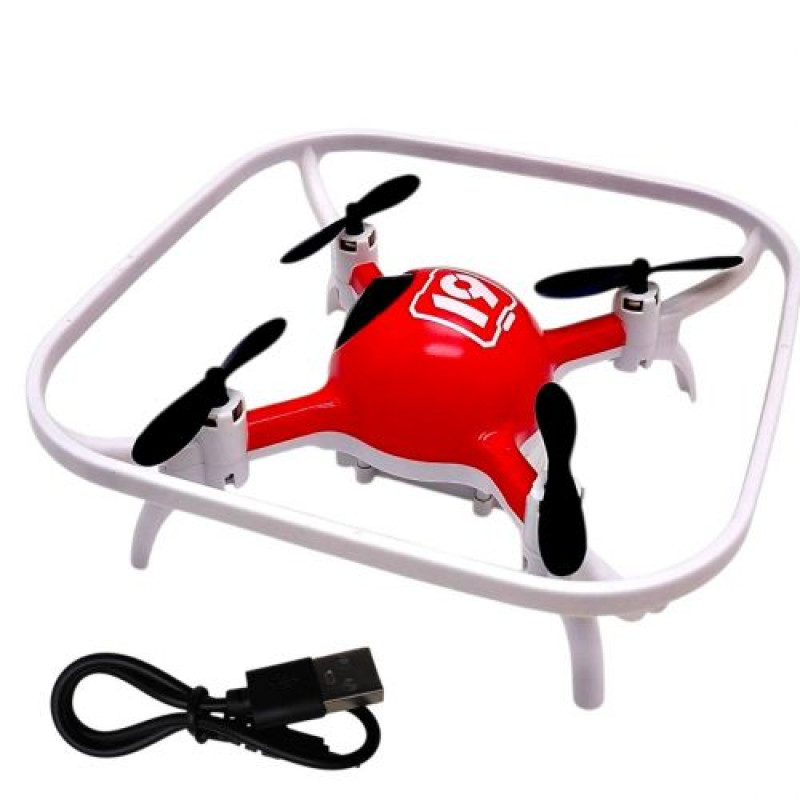 Квадрокоптер, знімний акумулятор 3.7V, пульт 2.4 GHz, USB-кабель, headless mode, кольорове підсвічування, (ЧЕРВОНИЙ)