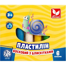 Пластилін круглий з блискітками 6 кольорів
