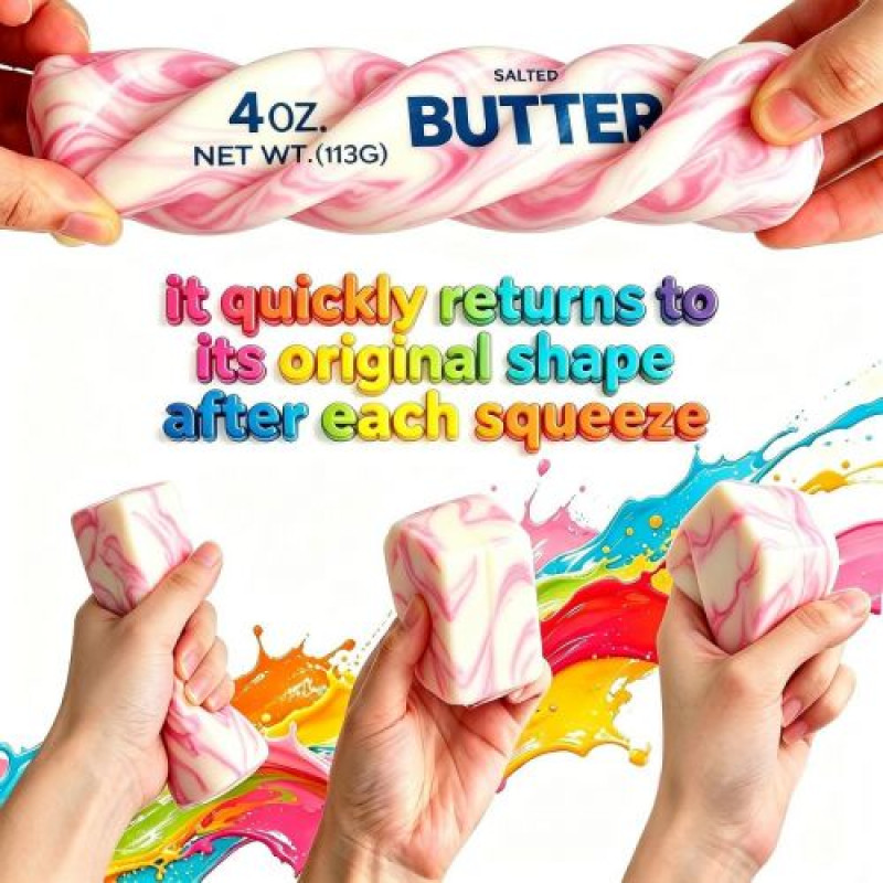 Сквиш-антистресс Масло (butter squishy) мрамор 14 см СИНИЙ