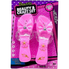 Туфлі, світло, знімний декор, підбори 3,5 см, на листі (РОЖЕВИЙ)