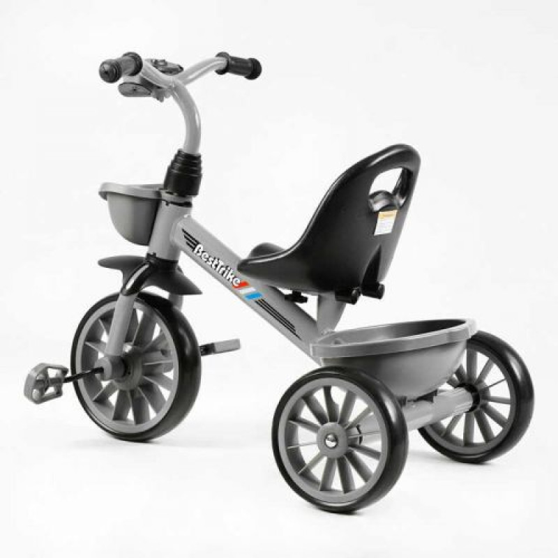 Велосипед 3-х колісний BS-18125 Best Trike (1) колеса EVA переднє 12’’, заднє 10’’, сталева рама, фара з музикою та світлом, 1 пісня українською та 2 англійською, 2 кошики, в коробці