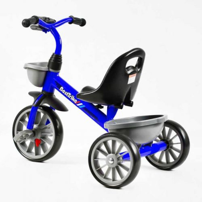 Велосипед 3-х колісний BS-12530 Best Trike (1) колеса EVA переднє 12’’, заднє 10’’, сталева рама, фара з музикою та світлом, 1 пісня українською та 2 англійською, 2 кошики, в коробці