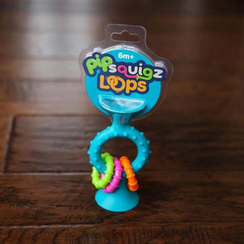 Прорізувач-брязкальце на присосках Fat Brain Toys pipSquigz Loops, бірюзовий