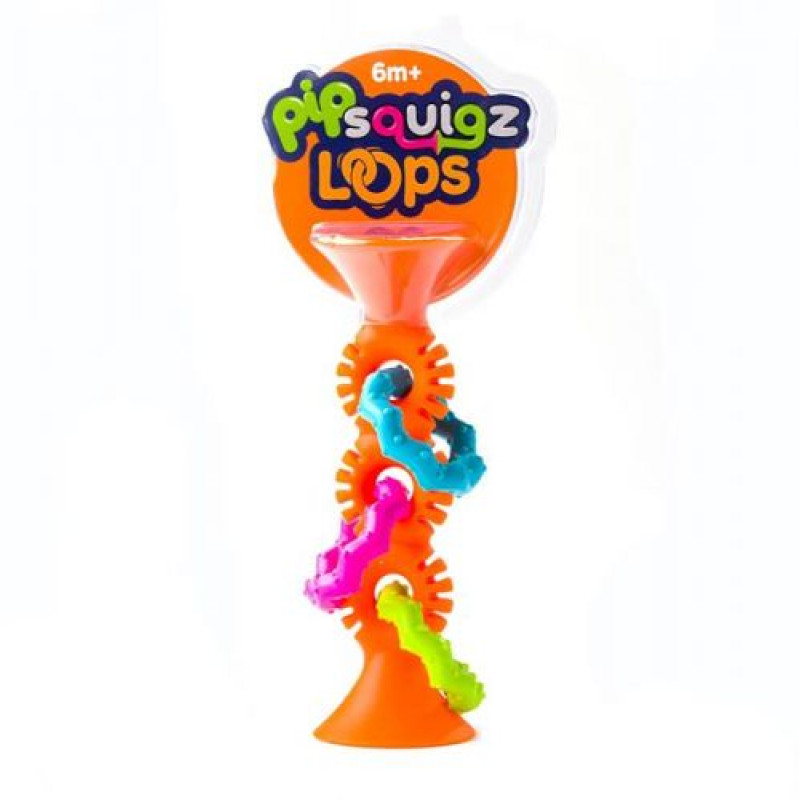 Прорізувач-брязкальце на присосках Fat Brain Toys Squigz Loops, помаранчевий