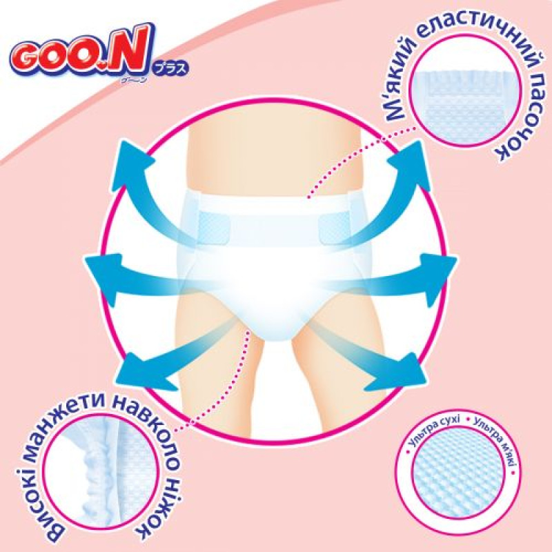 Підгузки Goo.N Plus для дітей (розмір 4(L), 9-14 кг, 44 шт)