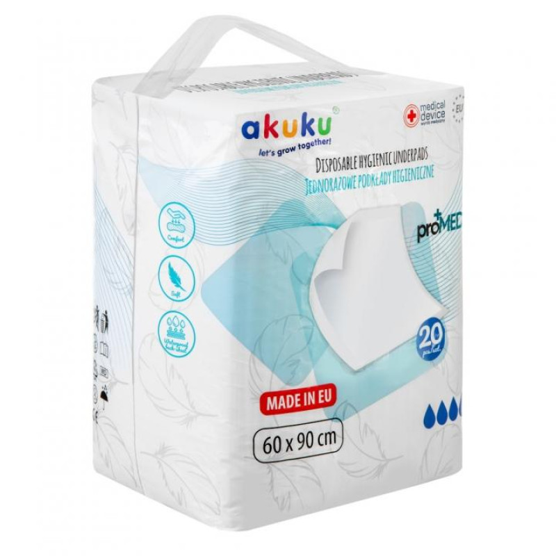Одноразові гігієнічні пелюшки proMED 60x90cm 20 шт. Akuku A0144