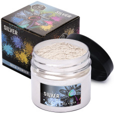 Слюдяний пігментний порошок SILVER (Срібло) для епоксидної смолі, мила, макіяжу та манікюру, банку (57 г)