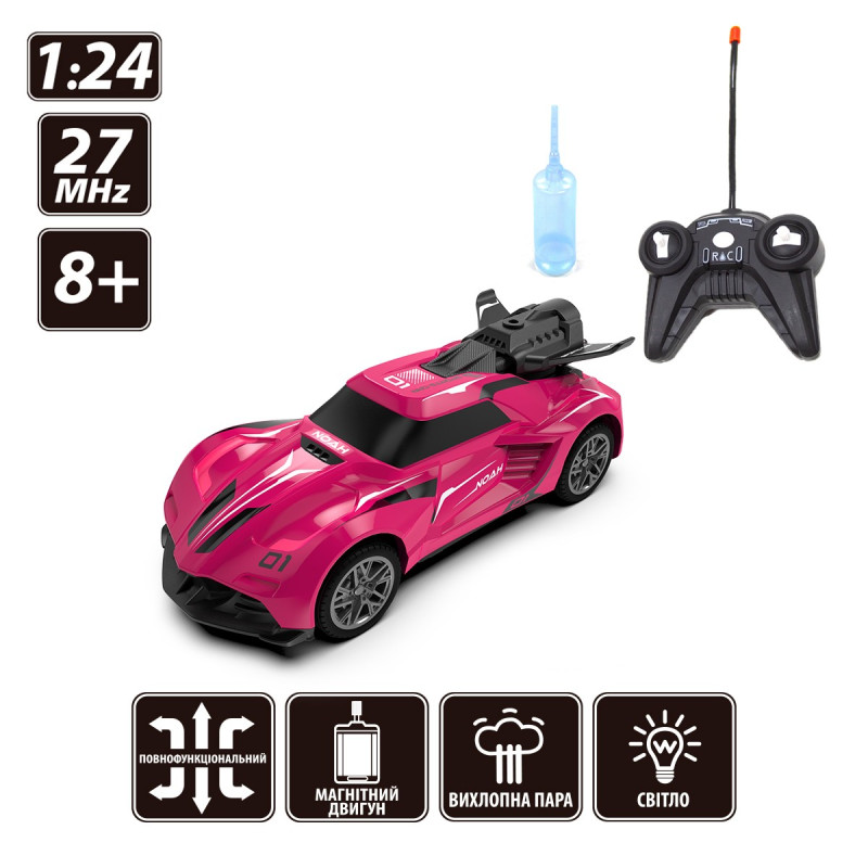 Автомобіль Spray Car на радіокеруванні  – Sport (рожевий, 1:24, туман)