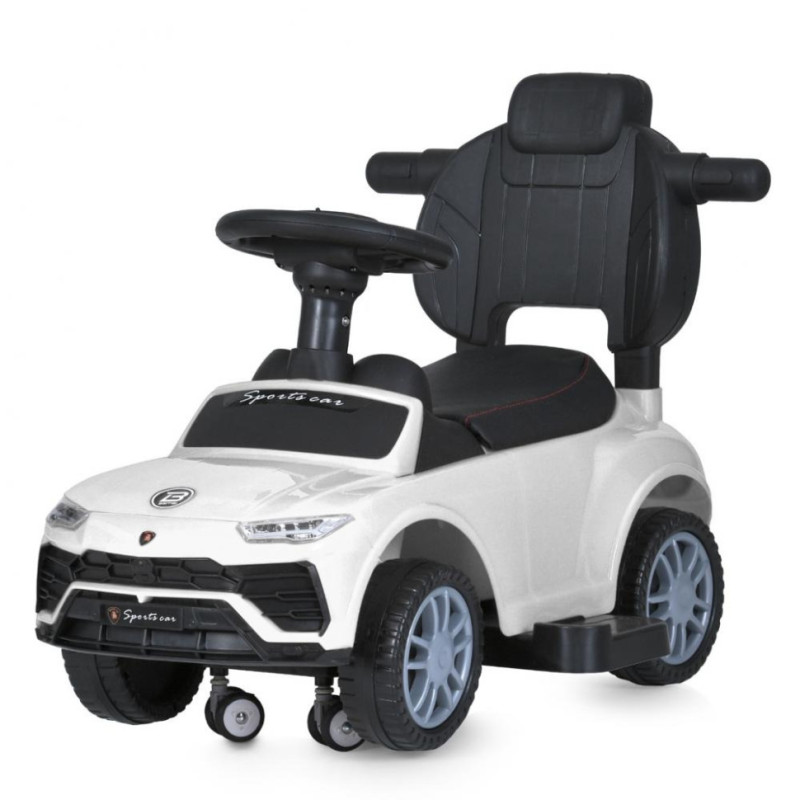 Дитяча каталка-толокар M 5044L-1 білий, з батьківською ручкою