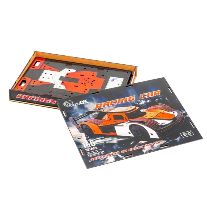 Дерев'яний 3D конструктор Racing Car Puz-01037, 146 деталей