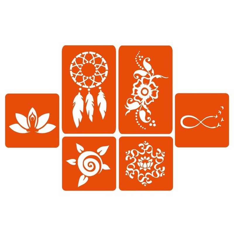 Набір кольорової хни з трафаретами для біо-тату №2 color-henna-set-02