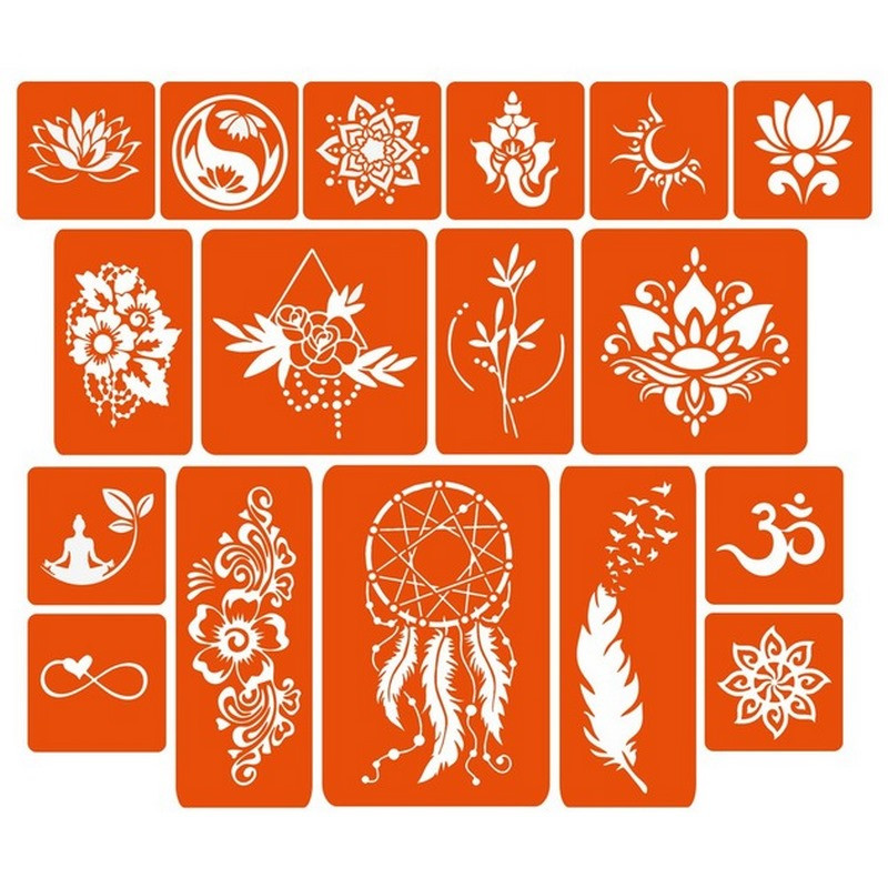 Набір кольорової хни з трафаретами для біо-тату №6 color-henna-set-06
