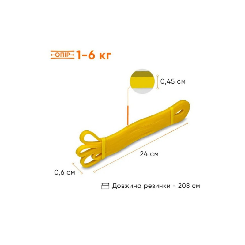 Гумова петля для фітнесу EF-2654-1 Жовта 1-6 кг