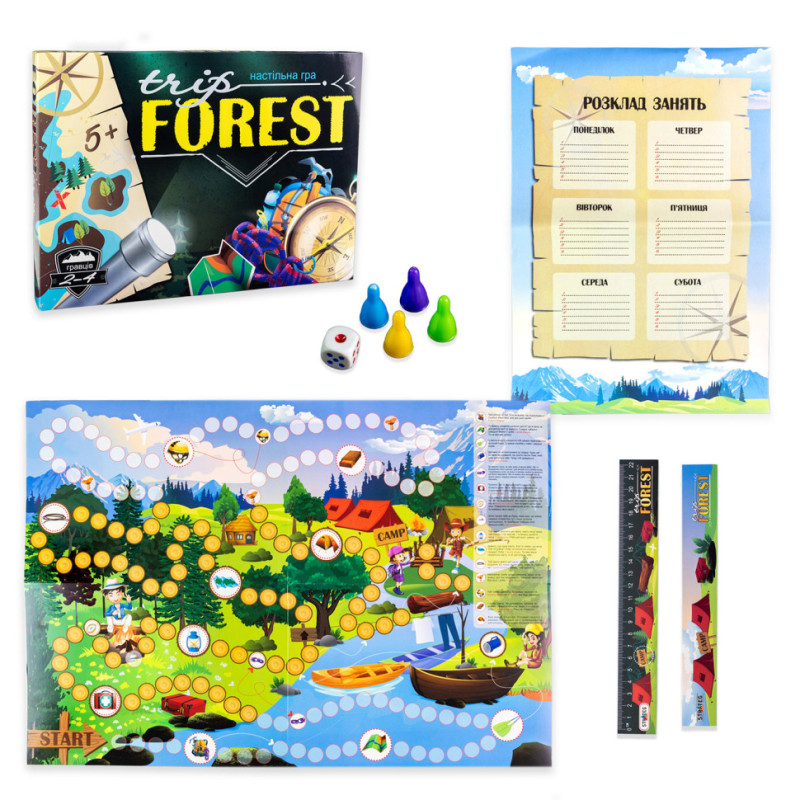 Настільна Гра-бродилка Trip Forest 30553 ігрове поле, 4 фішки, кубик