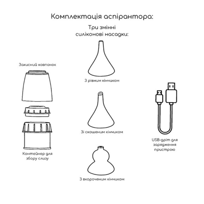 Електронний аспіратор назальний MGZ-0726 три режими інтенсивності всмоктування