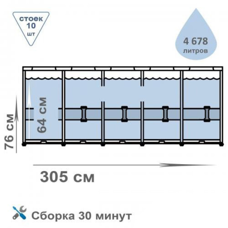 BW Басейн каркасний 56408 фільтр, насос, ремкомплект