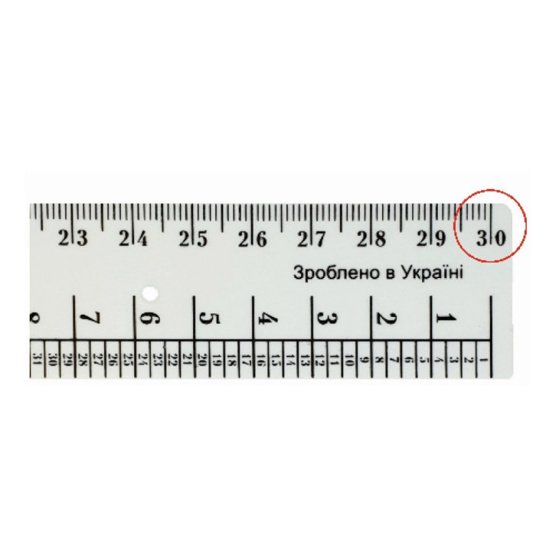 Лінійка Закрійника AS-0609, К-9050 колір білий, пластикова, 30 см