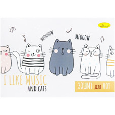 Зошит для нот I like musik and cats АП-0405-3 А5, 12 листів, скоба