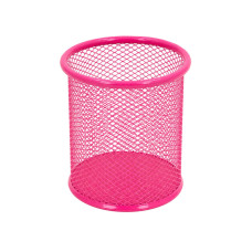 Склянка для ручок 562001-Pink металева, кругла, 9,5х7,5см.