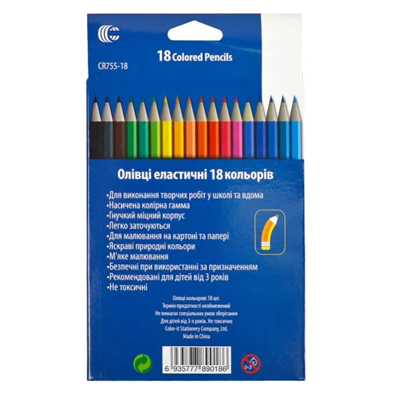 Дитячі олівці для малювання CR755-18 Luminoso elastico 