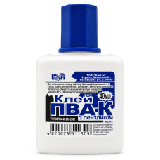 Клей канцелярский ПВА КіП kip-kist-40 с кисточкой 40 мл