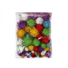 Декоративні помпони з люрексом для творчості Pom-poms-4, d-1,5/2,5 см, 20 шт
