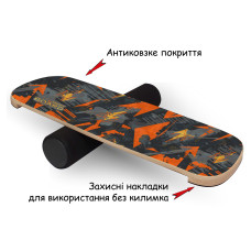 Балансборд SwaeyBoard балансир чорний 10 см валик Помаранчевий