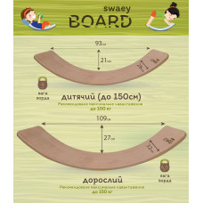 Рокерборд З ЗАХИСТОМ ДЛЯ ПАЛЬЦІВ SwaeyBoard (балансборд) дитячий  Бірюзовий